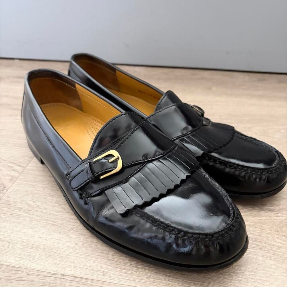 Cole Haan Black Kiltie Loafers with Buckle, Mens size 13